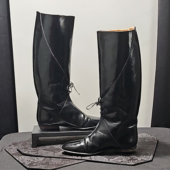 Italian Black Leather Riding Boots - Picture 7 of 9